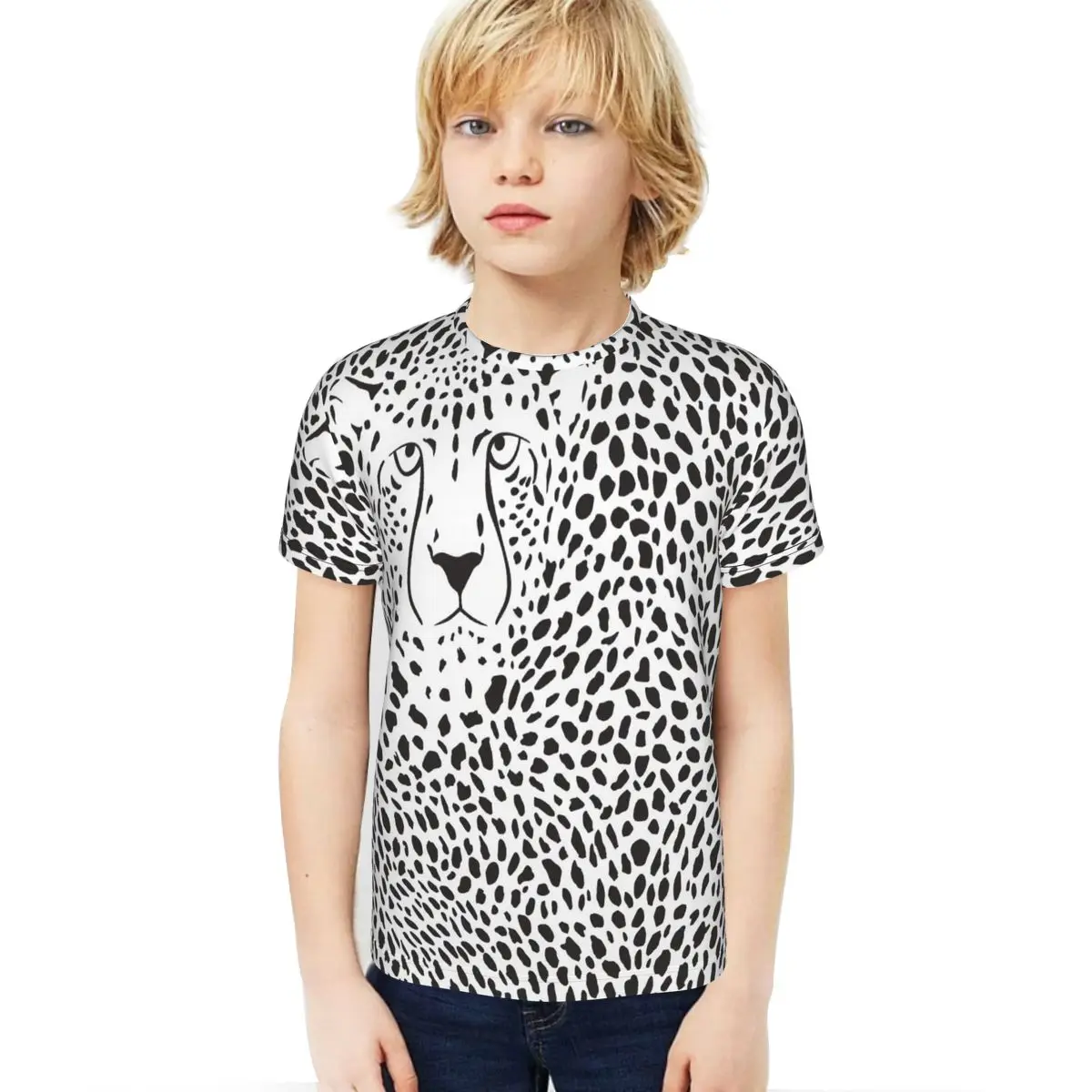 

T Shirts Tees Short Sleeve Tshirts Summer For Kids Boys Teen Leopard Animal Texture