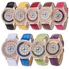 Часы стразы женские с кожаным ремешком, роскошные брендовые популярные наручные, с платьем