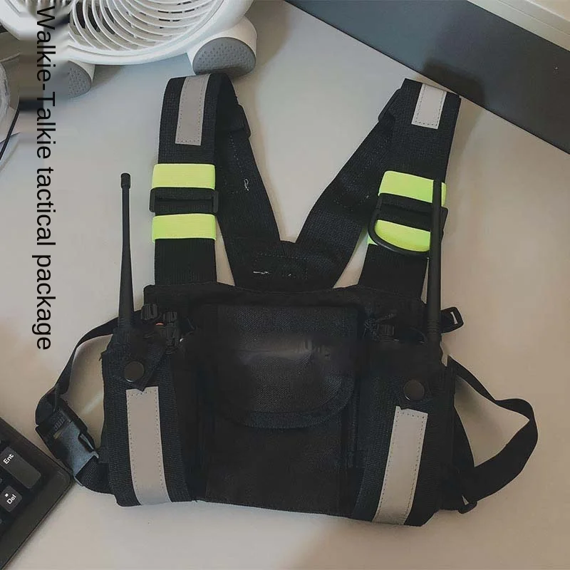 

Walkie-talkie tactical bag chest hanging bag rescue duty security special training cs outdoor personality vest reflective bag
