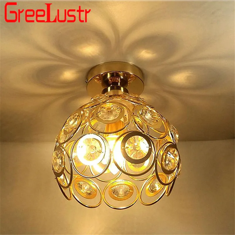 

Modern K9 Crystal Ceiling Lamps Chandelier E27 Surface Mount Gold Home Light For Hallway Aisle Hotel Balcony Plafon Luminaire