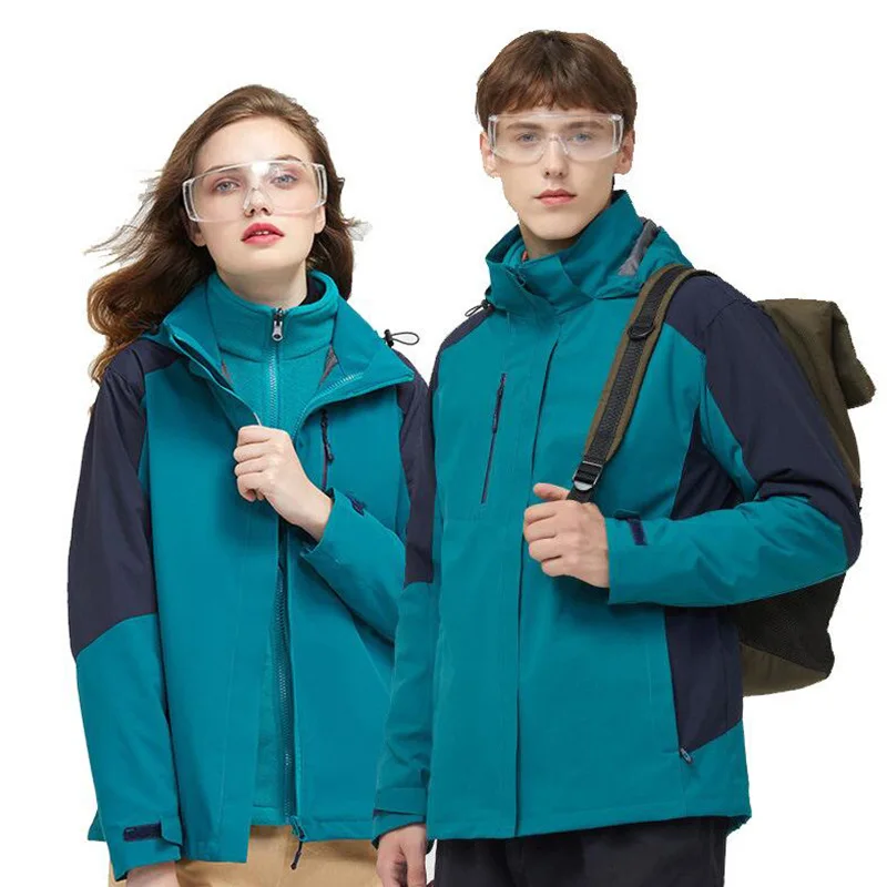 

S-4XL 3 in 1 Outdoor Mens Women Ski Jacket Waterproof Hiking Hunting Jacket Windproof Thermal Fleece Mountain Warm Winter Coat