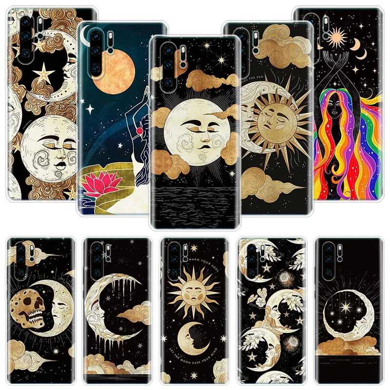 Funny Sun Moon Face Phone Case For Huawei Honor 10 9 20 9X 8A 8X 8S Lite Pro Y5 Y6 Y7 Y9S P Smart Z 2019 2021 10i 20i Cover