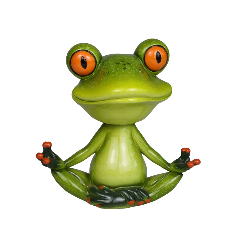 

Симпатичная Забавная фигурка лягушки для йоги из смолы, креативная новая статуя, аксессуары для домашнего декора, настольное украшение для ...
