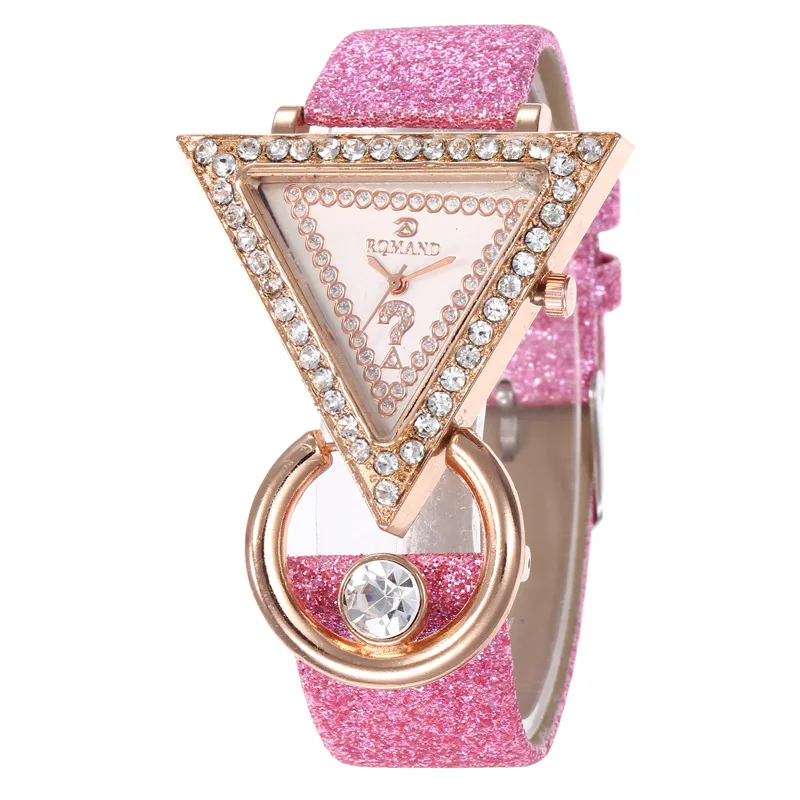 Креативные женские часы с треугольниками роскошные Брендовые Часы розового