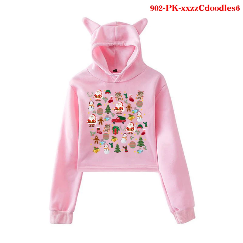 

Christmas Doodles Print Harajuku Hoodies Women Fashion Long Sleeve O-neck Christmas Tops Streetwear Casual Sweatshirts Sudaderas