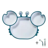 Baby Dish Plate Sectional with Suction Cup Food Grade Silicone Anti-slip Children's Dishware Tableware Solid Feeding Panel Sets