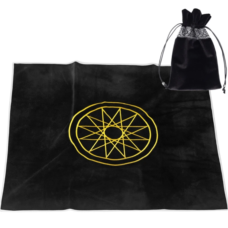 

80x80cm Art Pagan Altar Divination Astrology Velvet Tablecloth with Cards Bag
