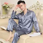 Пижамный комплект мужской из двух предметов, пижама с длинным рукавом и воротником, одежда для сна, размеры XXXL, осень-лето