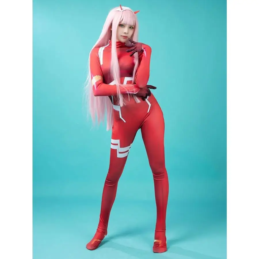 Профессиональный костюм для косплея DARLING in the FRANXX 02 Zero Two Red Tight на Хеллоуин Worker Pilot