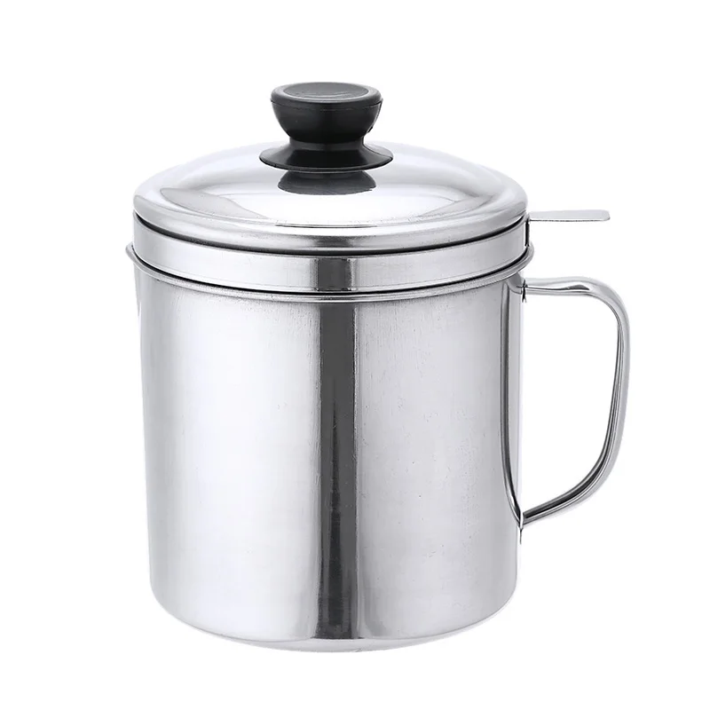 1 8l stainless steel oil strainer pot portable container jug storage can filter leakproof oil pot dispenser kitchen gadgets free global shipping