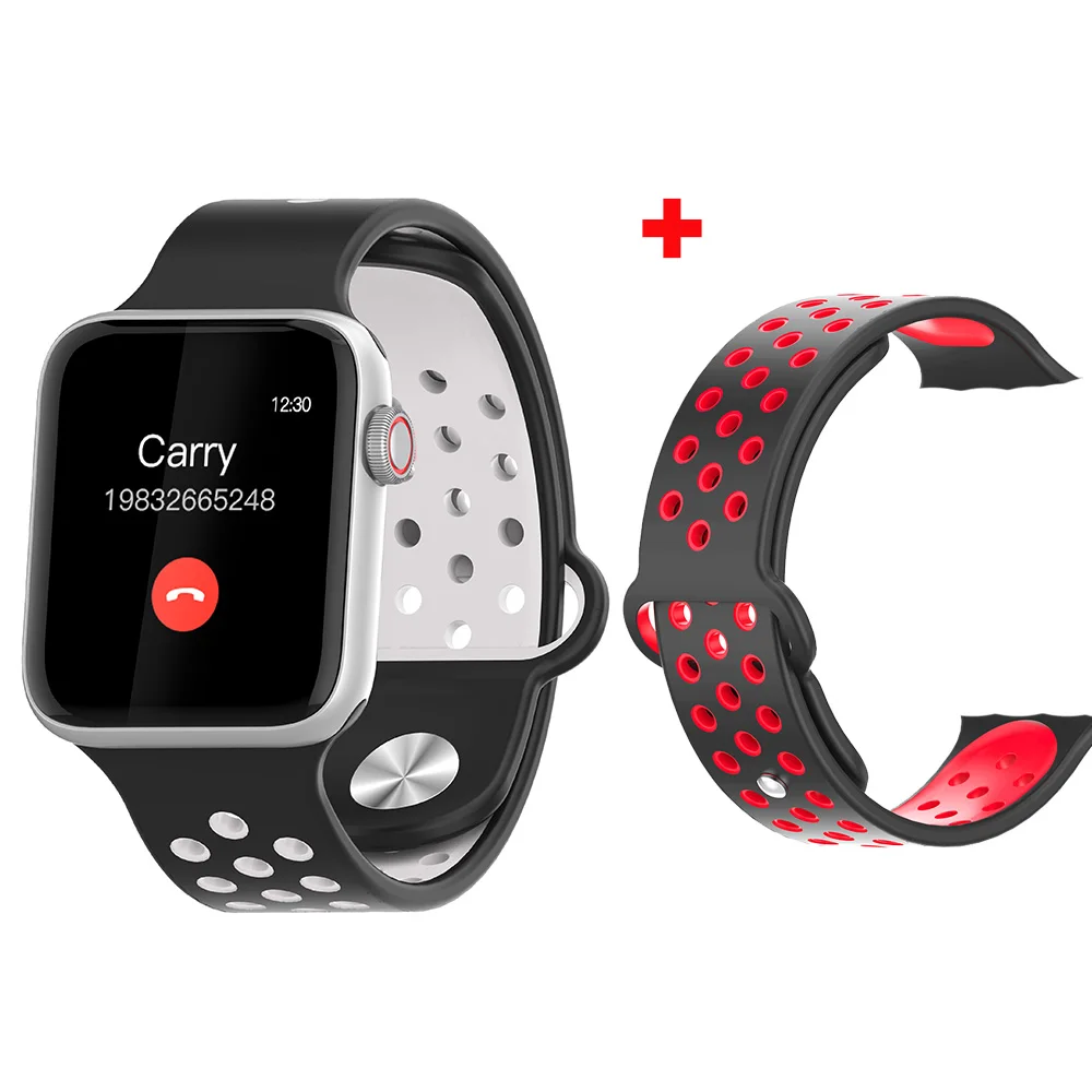 extra red strap 2 LEMFO Смарт часы Полный сенсорный экран для сердечного ритма шагомер сообщение напоминание телефон часы для мужчин женщин для Apple Android телефон - Цвет: extra red strap 2