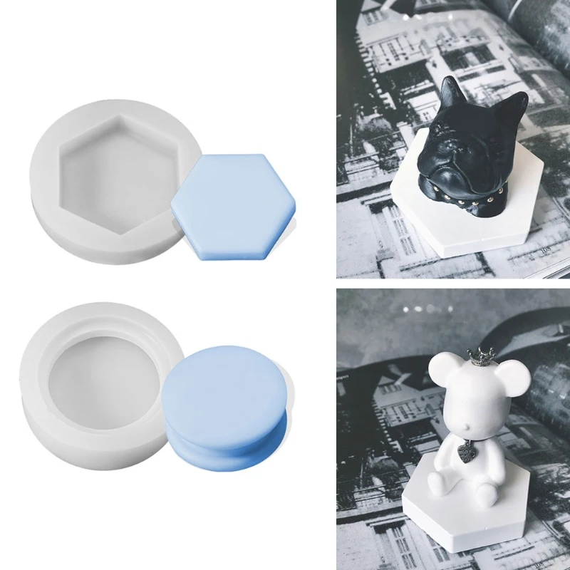 

2 Shapes Round Hexagon Bottom Trays Resin Silicone Mold Ornament Base Resin Mold