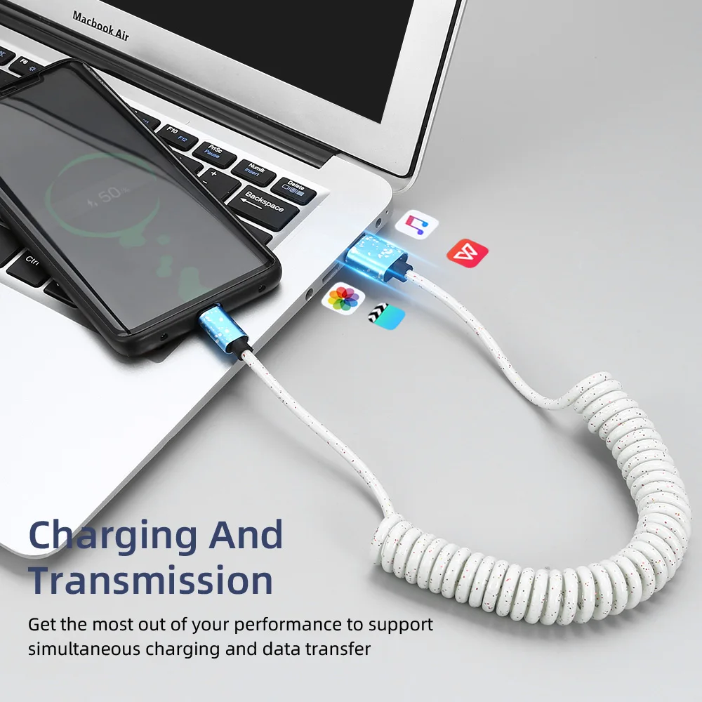 Пружинный usb кабель 3A Micro USB type c для huawei P30 P20 P10 Lite гибкий Выдвижной зарядный шнур usb C кабель для быстрой зарядки
