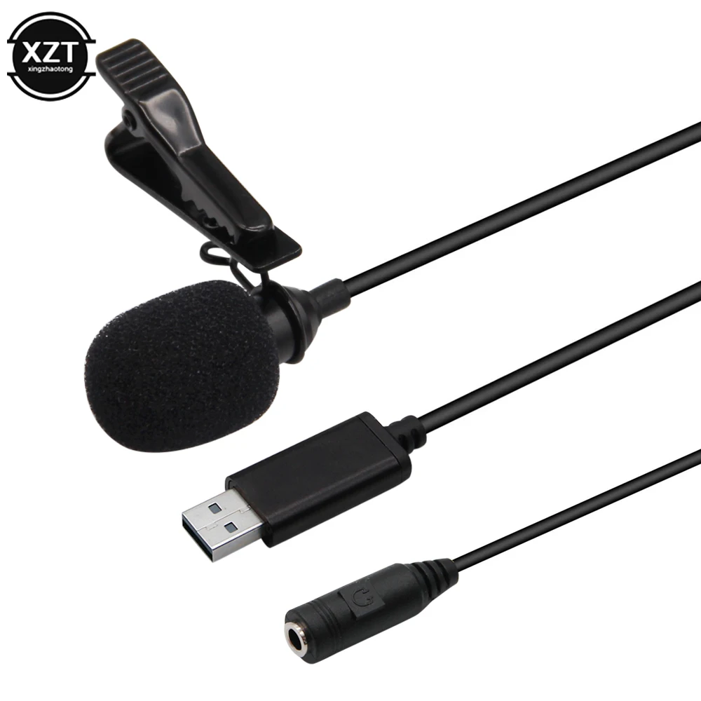 2-в-1 USB-микрофон петличный с аудио-зажимом 3 5 мм многонаправленный конденсаторный