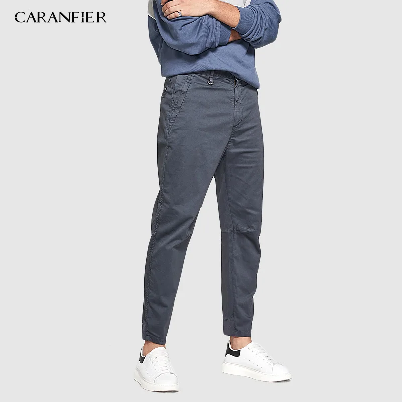 CARANFIER/2019 Брендовые повседневные брюки мужские новые осенние облегающие модные