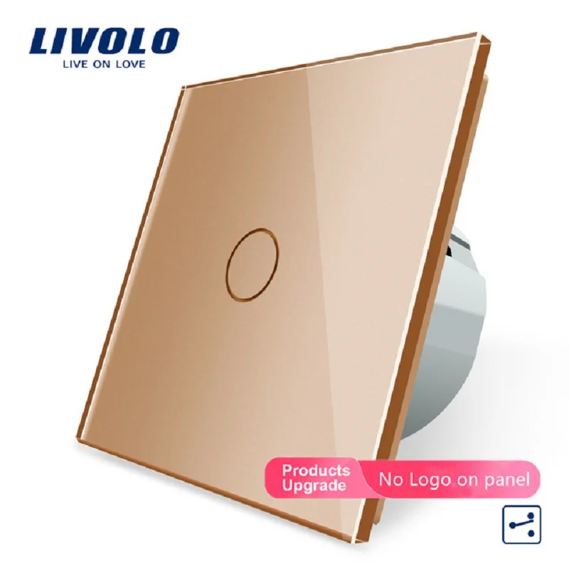 

Livolo EU Standard 1 Gang 2 Way Control Wall Switch,AC220~250V, Crystal Glass Panel, Wall Light Touch Screen Switch, VL-C701S-15