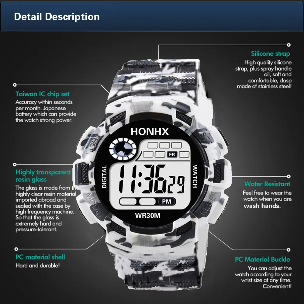 Мужские часы многофункциональные военные спортивные светодиодные цифровые с