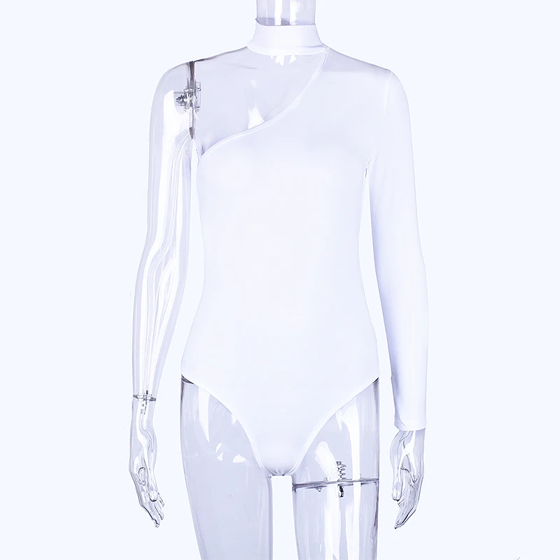 

Harajuku Camisole One-shoulder Sexy Leotard Female New Fashion 2020 Winter Spring Solid Color Bodycon Casual Long-sleeved Body