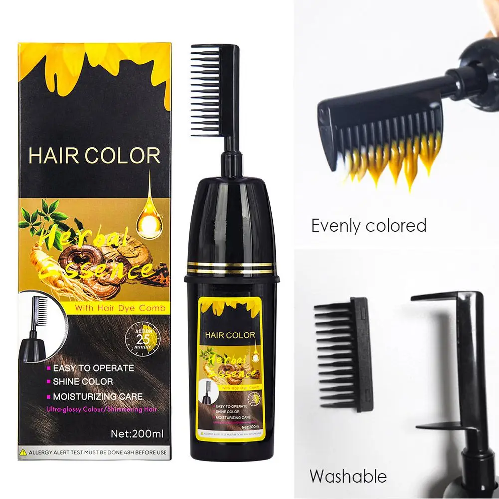 

200ml Fast Hair Dye Hair Coloring Cream Organic Repairing Hair Coloring Cream Shampoo with Comb Nourishing