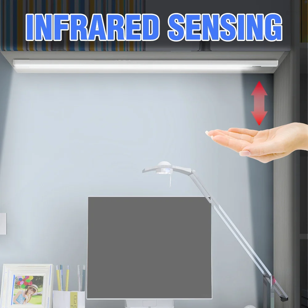 

Светодиодная лампа для шкафа с USB-датчиком движения рук, Кухонные светильники, 5 Вт, 10 Вт, 15 Вт, 20 Вт, светодиодные настенные лампы для гардероб...