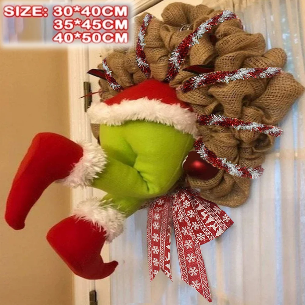 

2021 New Year Christmas Thief Christmas Burlap Garland Window and Wall Wreath Decorations Cute Christmas Gifts Xmas Decoration