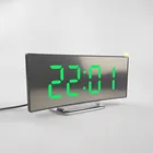 Цифровой будильник, 7-дюймовые светодиодные цифровые часы с изогнутыми краями и регулируемой яркостью, для детской, спальни, с большими цифрами, зеленый, легкий будильник