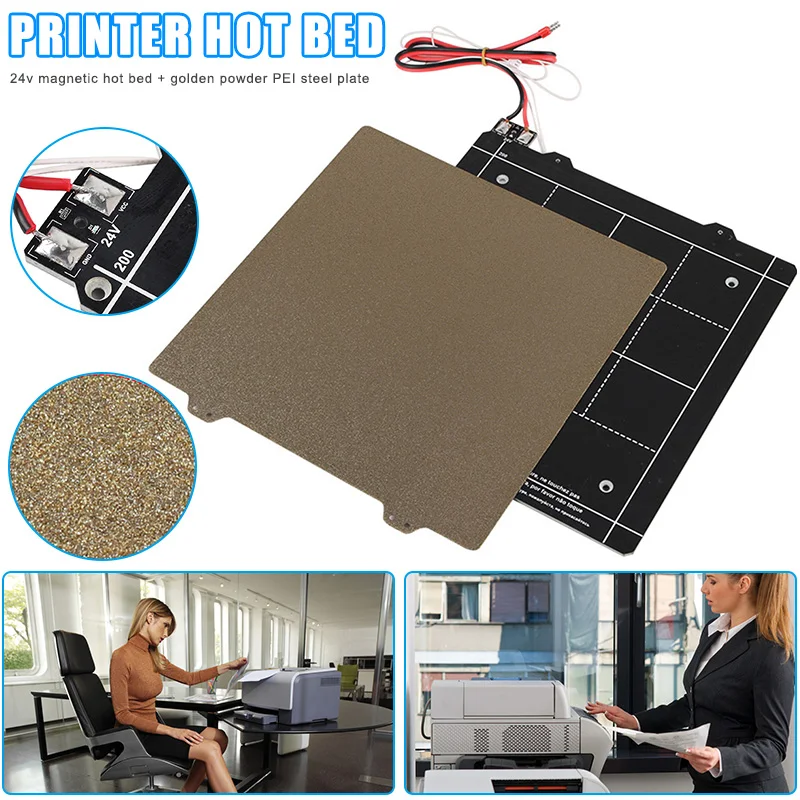 

Hot Sale 24V Magnetic Heated Bed and Double Sided Powder Coated PEI Steel Sheet 3D Printer Part for Ender-3