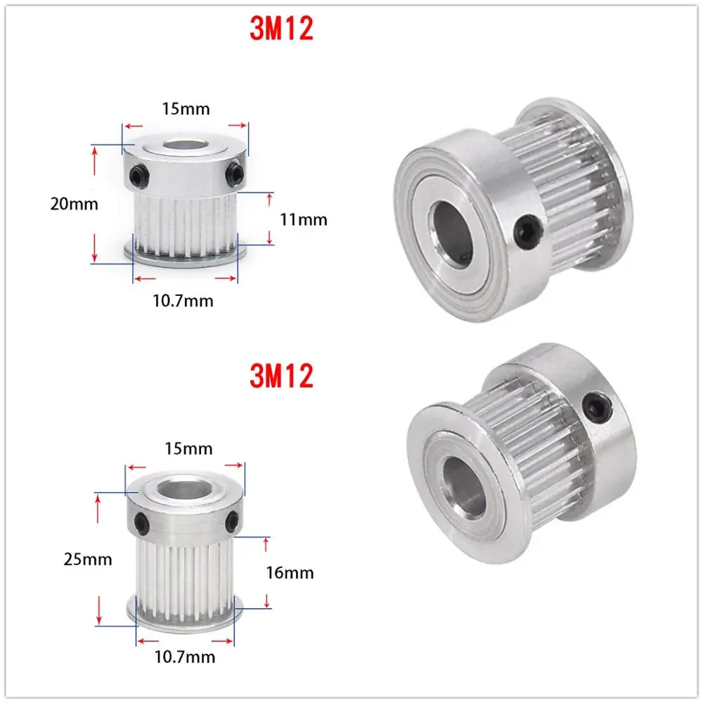 

1Pcs K-type 12-18 Teeth HTD3M Timing Belt Pulley Slot Width 11mm/16mm Bore 3mm-10mm For 10mm/15mm Belt CNC Machine/Step Motor