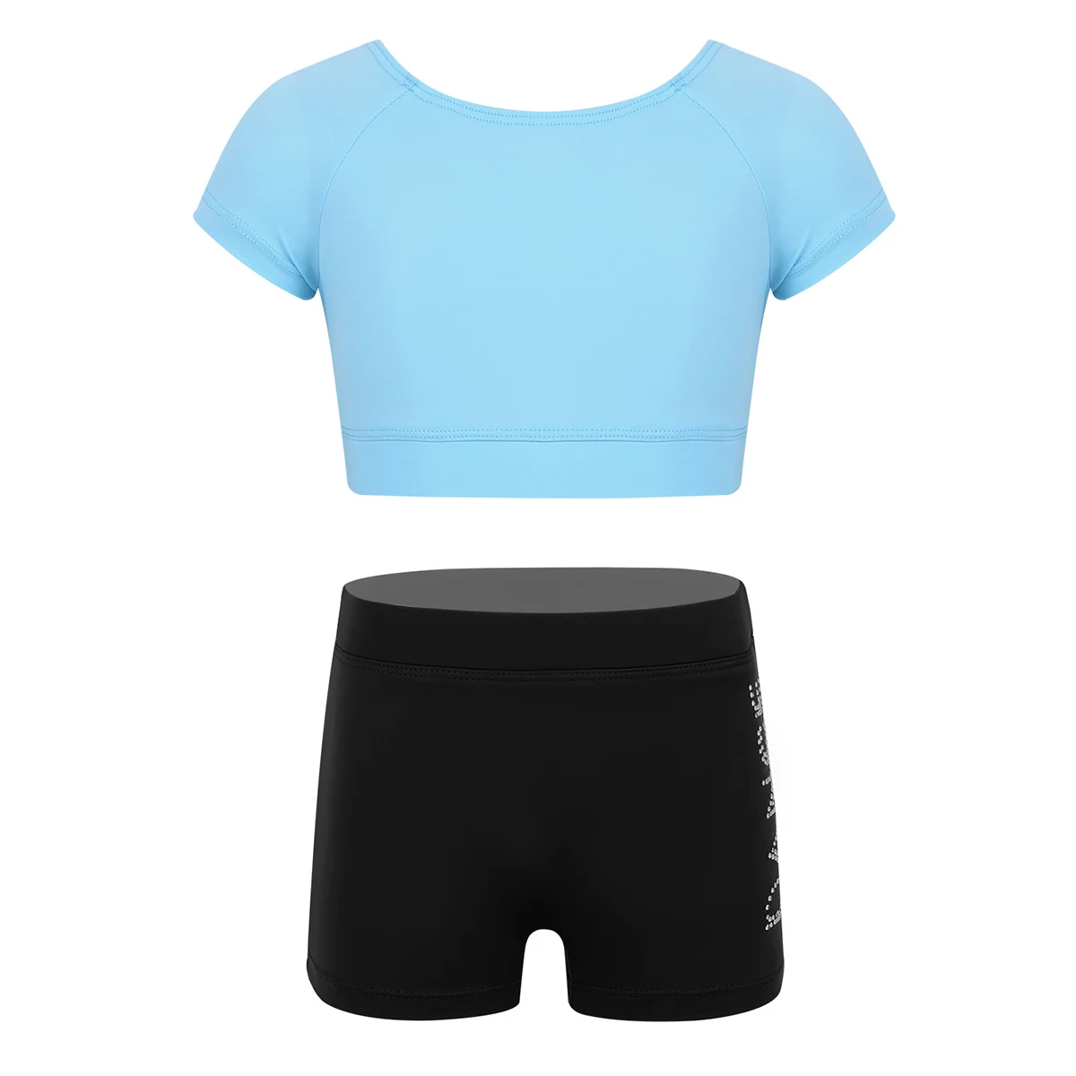 

Kids Girls Tankini Swimsuits Outfit Short Sleeves Swimwear Tank Top with Bottoms Shorts Gymnastics Ballet Leotard Dancewear