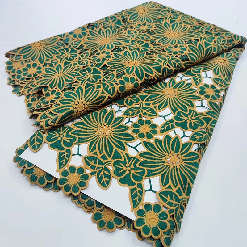 

2022 Высококачественная вышивка, 5 ярдов, новейшая африканская кружевная ткань из гипюра, кружевная ткань с отверстиями, нигерийский шнур, кру...