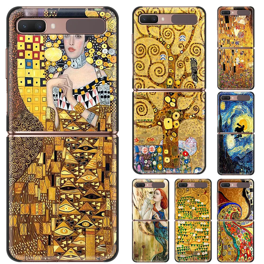 

Phone Case For Samsung Galaxy Z Flip3 5G z flip zflip3 zflip ZF3 ZF Hard PC Fundas Starry Night Klimt Kiss
