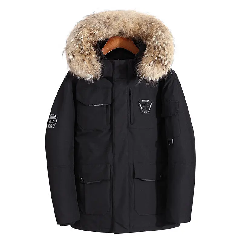 

Men's down cotton-padded jacket men's goose long fashion handsome tooling winter coat couple clothing