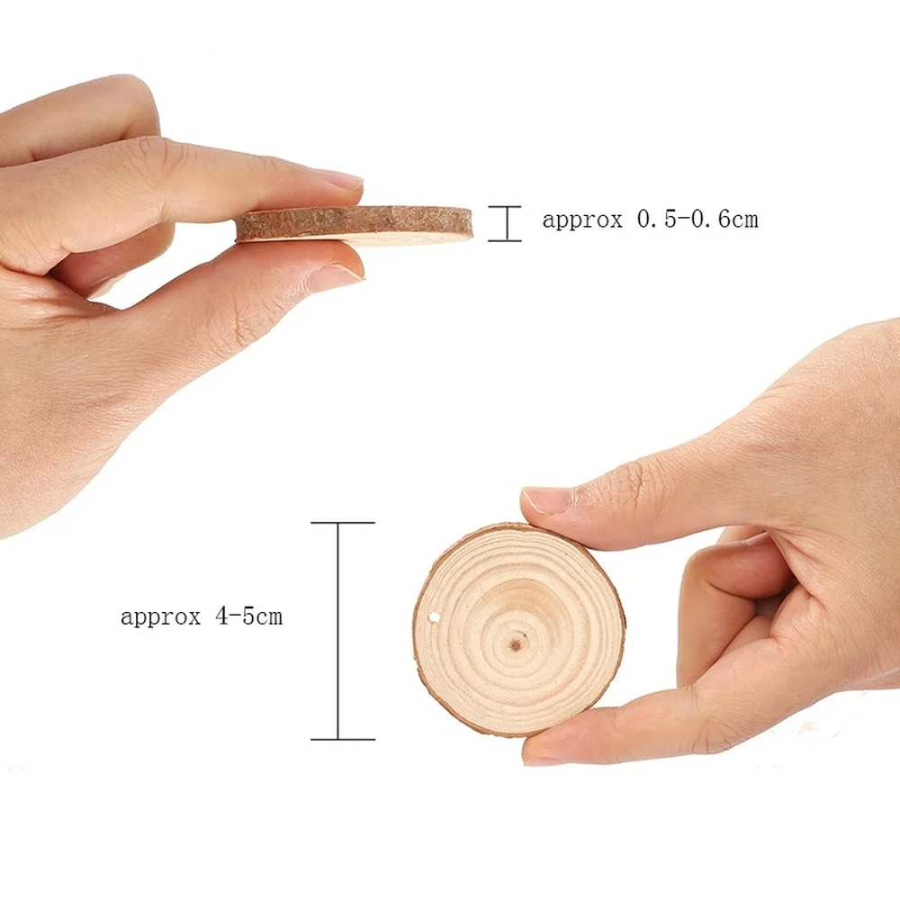 

10pcs 3-4cm Natural Wood Slices kit Unfinished Predrilled Wooden Circles for Arts and Crafts Christmas Ornaments DIY Crafts