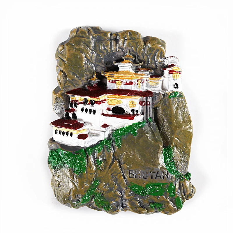 Bhutan Магнитные наклейки для холодильника, отправляющегося за границу в память о Бутане Вьетнаме, Лаосе, манмане, Непале, Камбодже, смолы, наклейки на холодильник - Цвет: Bhutan
