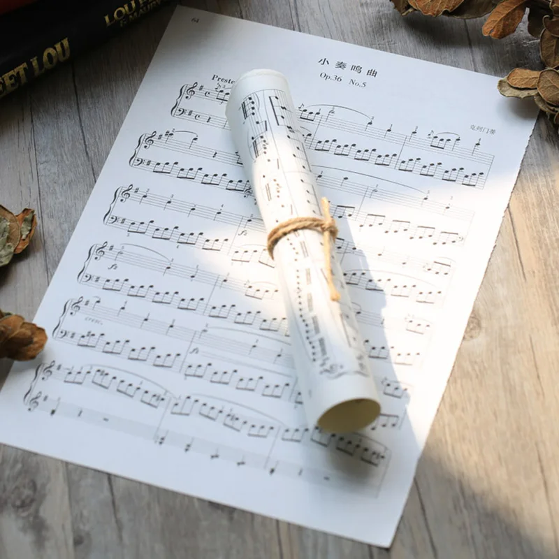 Набор из бумаги в стиле ретро альбом с музыкальными буквами цветами для