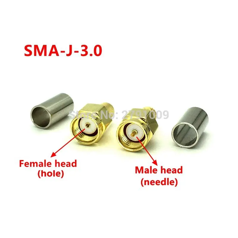 5 шт. SMA штекер/гнездо SMA-J-3.0 штекер RF коаксиальный разъем обжимной для RG58 LMR195 RG-400
