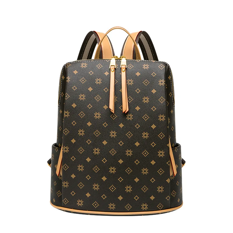 

Larger Capacity Genuine Leather Women Backpack 2021 New Fashion Retro Printing Bags Ladies Famous Handbags Channels Handbags Gg
