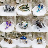 women pearl animal brooches fashion elegant pin crystal brooch high quality wedding jewelry