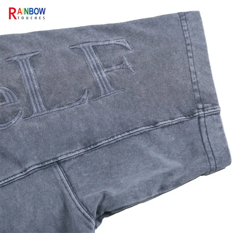 

Rainbowtouches 2021 Summer Men Simple Wash Short Sleeved Shirt Letter Embroidery High Street Trend Loose T-shirt