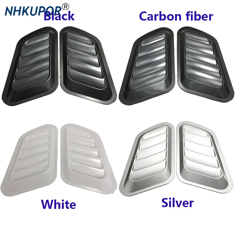 

2 pcs Car Front Engine Carbon Cover Sticker Decorative Air Outlet Flow Intake Scoop Turbo Bonnet Vent Hood Exterior Decoration