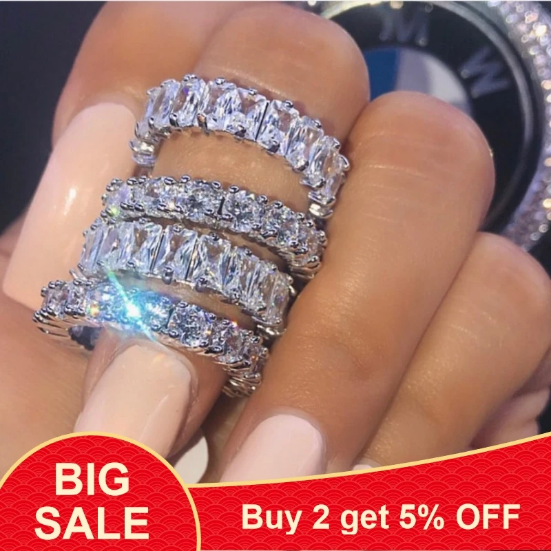 Женское и мужское обручальное кольцо Eternity обручальные кольца из стерлингового