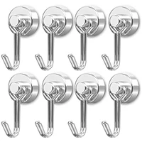 8pcs 30lbs multifunctional 360%c2%b0 rotating hooks stainless steel punch free hooks set magnetic hook for home locker organizer