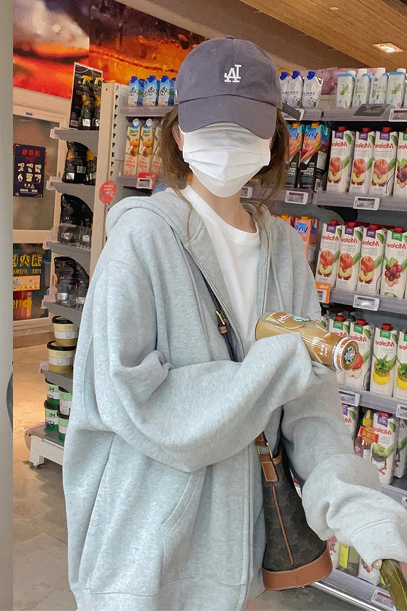 

Пальто для ранней осени, женский модный тонкий свободный стройнящий Топ, кардиган с капюшоном в студенческом стиле, свитер