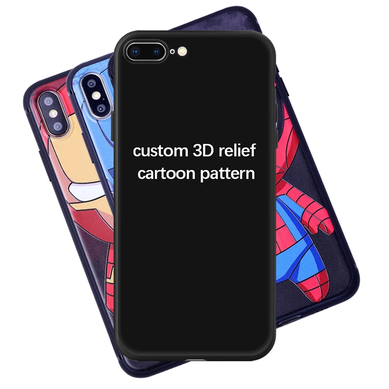 Мягкий чехол из ТПУ с 3D рельефным мультяшным рисунком для Apple iPhone 11 Pro XR XS Max 7 8 Plus