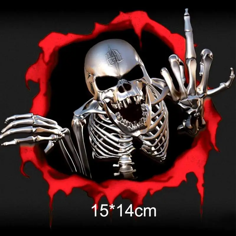 

1pc Reflective Material Color Series Horror Skeleton Stickers For Fridge Laptop Toy Skull Motorcycle Guitar Luggage Skatebo P8Q4