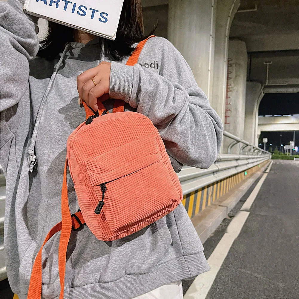 Новые модные однотонные Вельветовые женские Мини-рюкзаки на осень и зиму