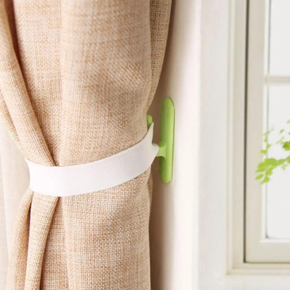 

Pack Of 2 Sticky Curtain Hooks Multi-function Hooks Strong Hooks Glue Hooks Key Fixed Curtain Braided P2J0