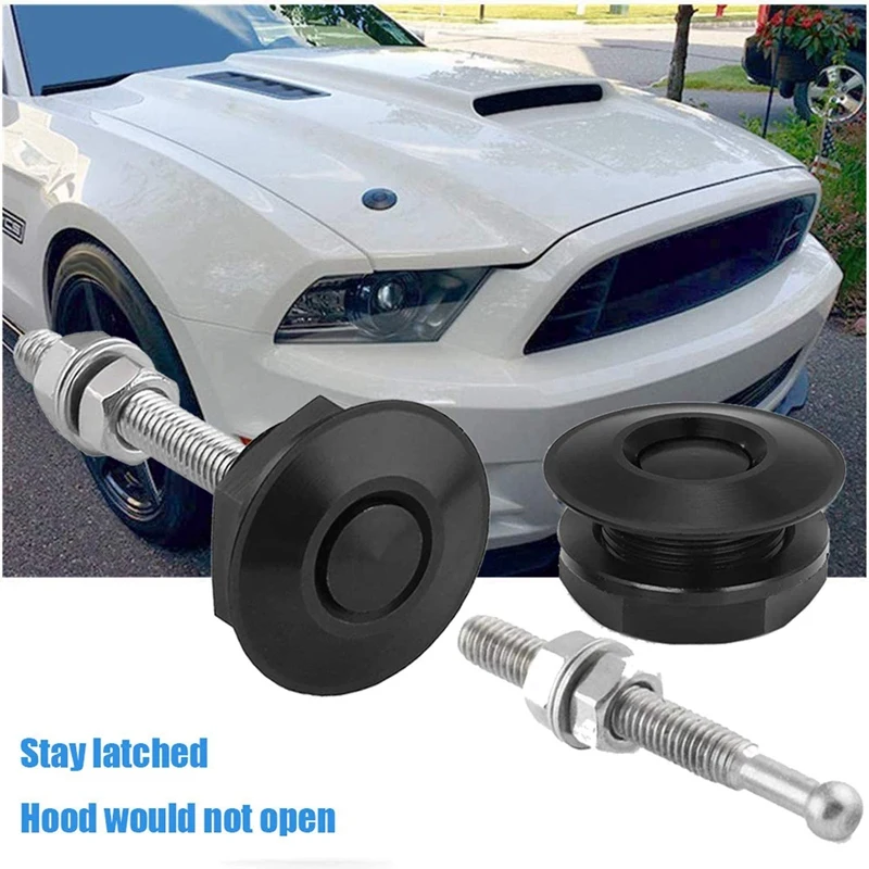 

2X Button Quick Release Hood Pin Lock Clip Car Bumper Latch Kit
