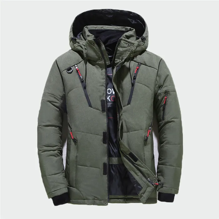 Army Green Мужская модная теплая Толстая куртка Новая зимняя мужская повседневная куртка однотонные хлопковые куртки с капюшоном мужская брендовая одежда 3XL LK004 - Цвет: Army Green