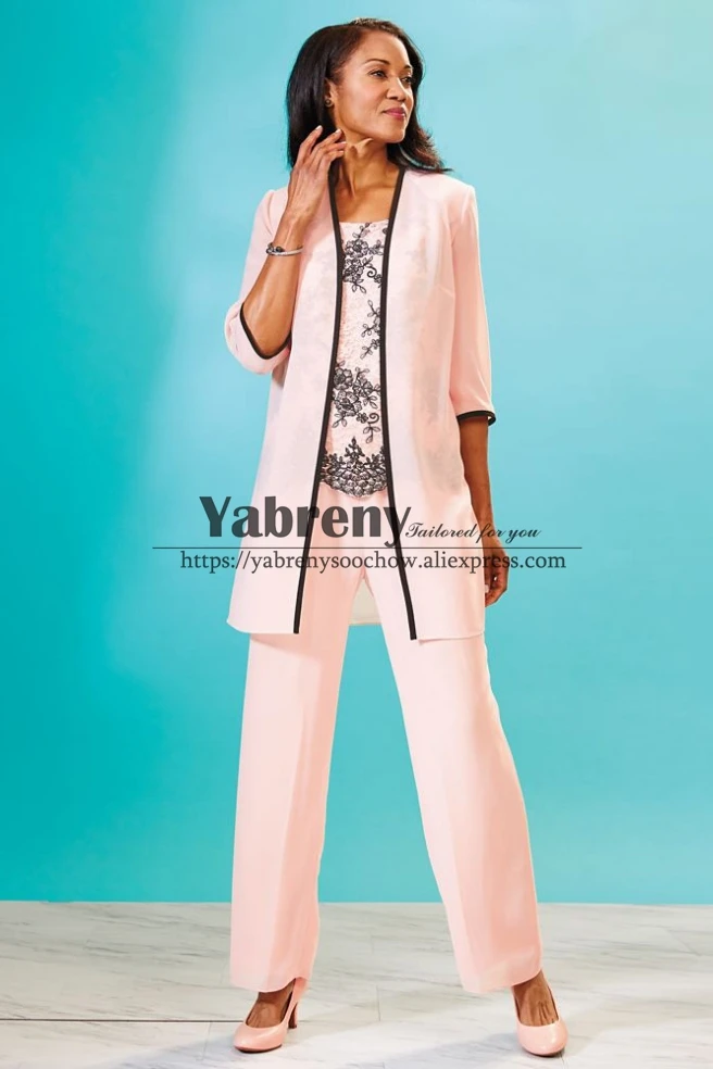 

Embellishment Mother of the bride Pant suit Pink Trousers outfit
